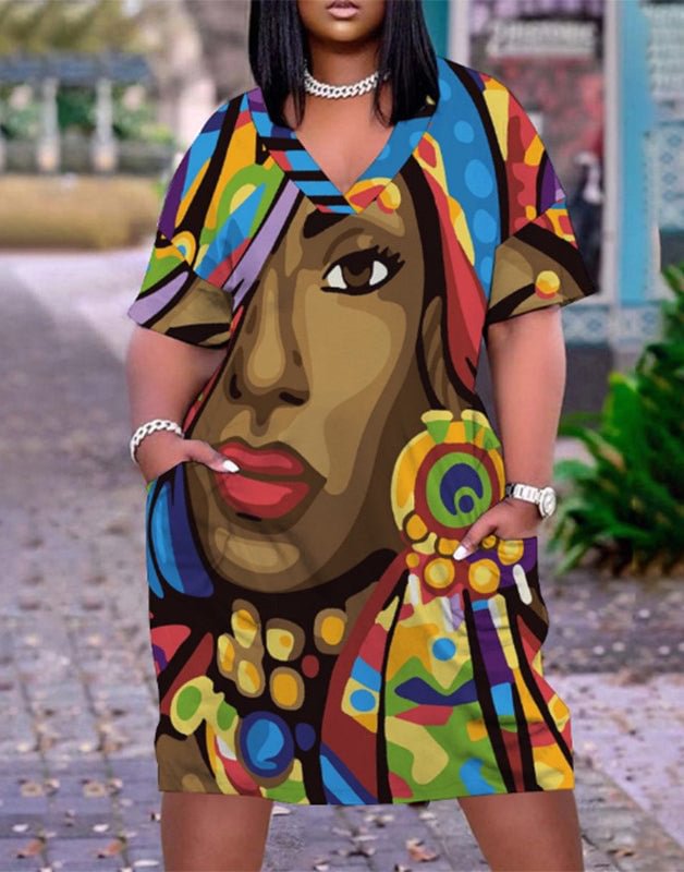 3d Abstract Print Plus Size Dress