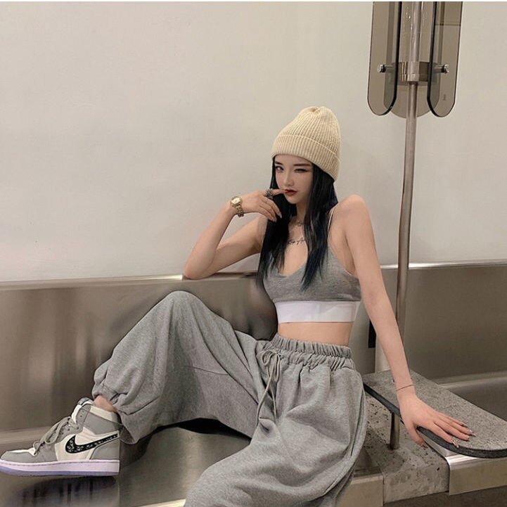 Fongt Oversize Women White Jogging Sweatpants Korean Fashion Sports Pants Casual Harajuku Wide Joggers Trousers Ankle-length