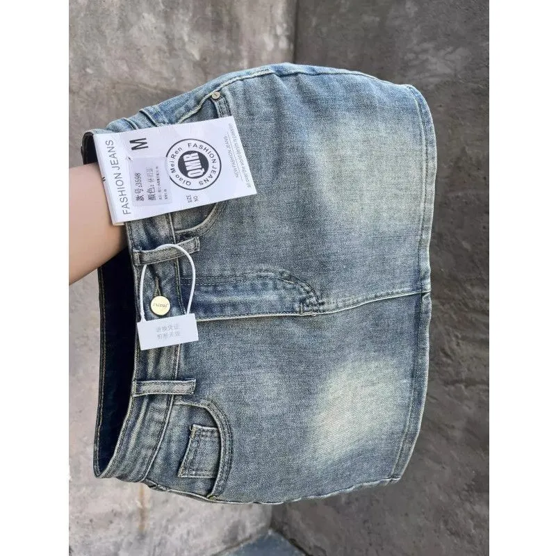 High-Waisted Vintage Denim Mini Skirt