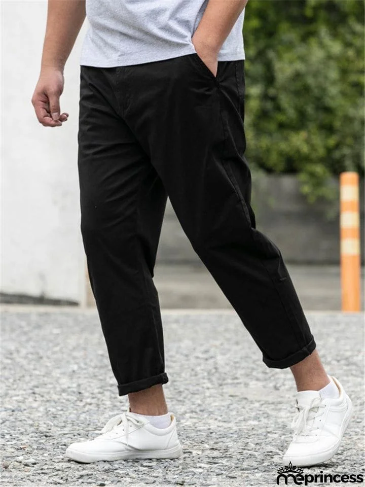 Loose Solid Color Cropped Pants With Pockets