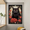 (Big Size)Black Cat And Rose - 11CT Stamped Cross Stitch - 40*60cm