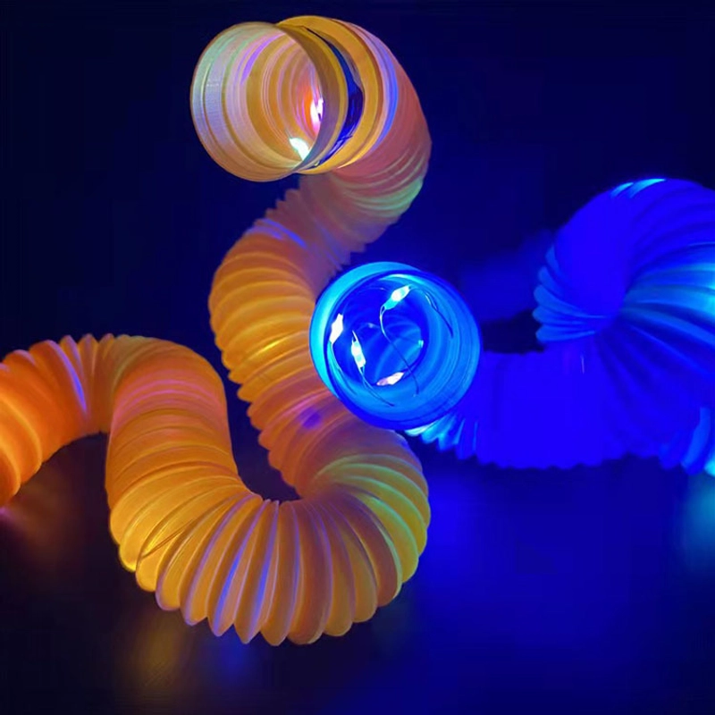 Pop Tube Luminous Decompression Toy Telescopic Tube LED Light Decompression Drain Pipe Color Stretch Tube