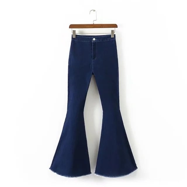 Denim Pants Bell-bottom Vintage High Waist Stretch For