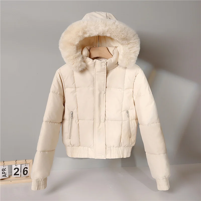 Woherb Cotton-Padded Clothes Female 2024 New Winter Add Velvet Add Thick Fashion Cotton-Padded Jacket Small Hooded Short Long-Sleeved Cotton Coat Coat-Outfit Ideas