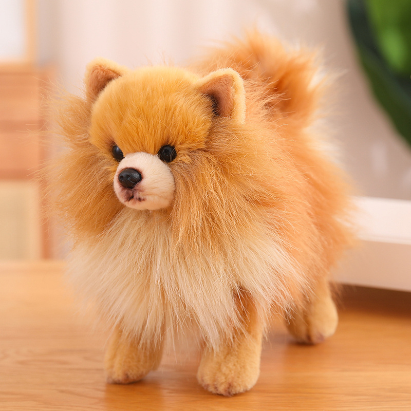 Tegooe Realistic Pomeranian Dog Plush Toy - Soft Stuffed Animal Puppy Doll for Kids