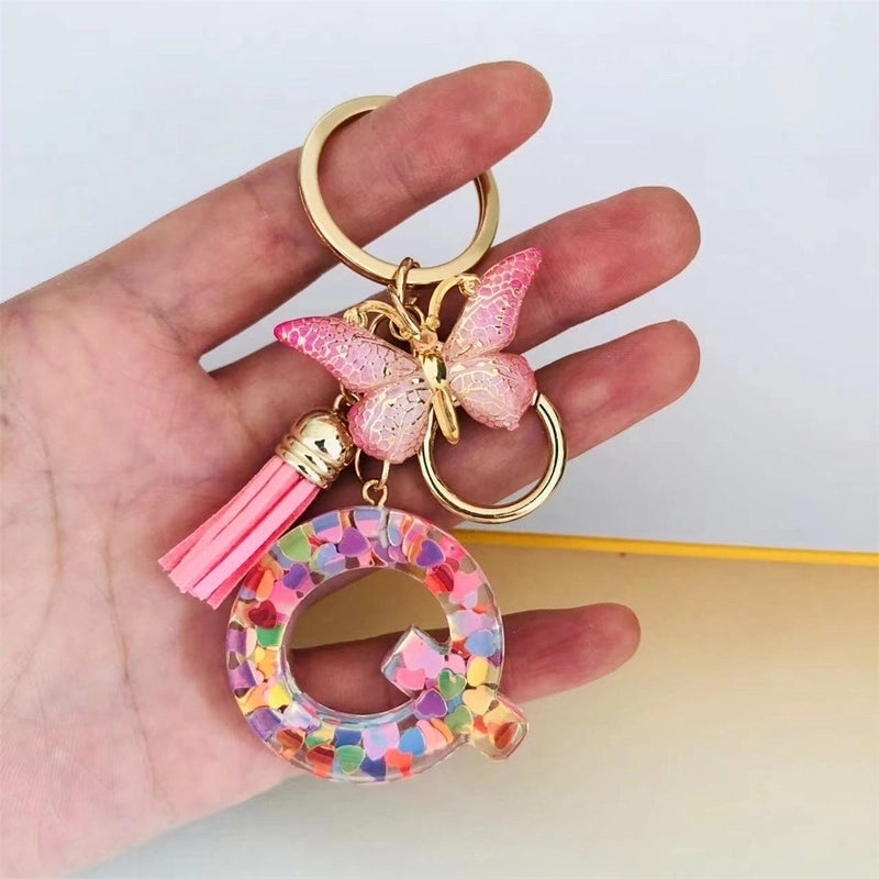 Classic Style Commute Letter Butterfly Resin Unisex Bag Pendant Keychain