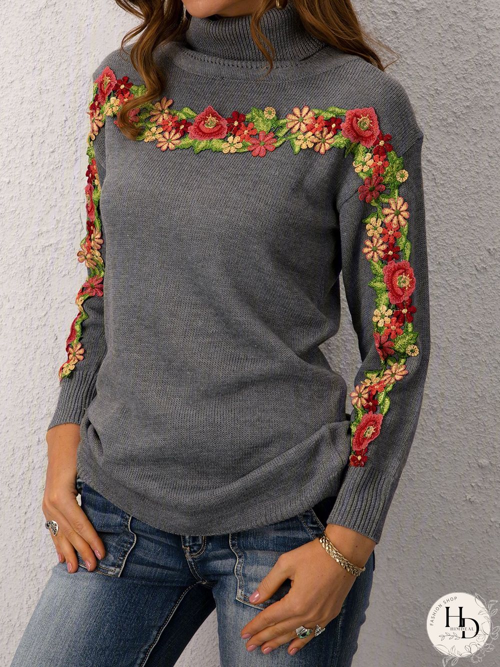 Casual Long Sleeve Plus Size Turtleneck Sweater