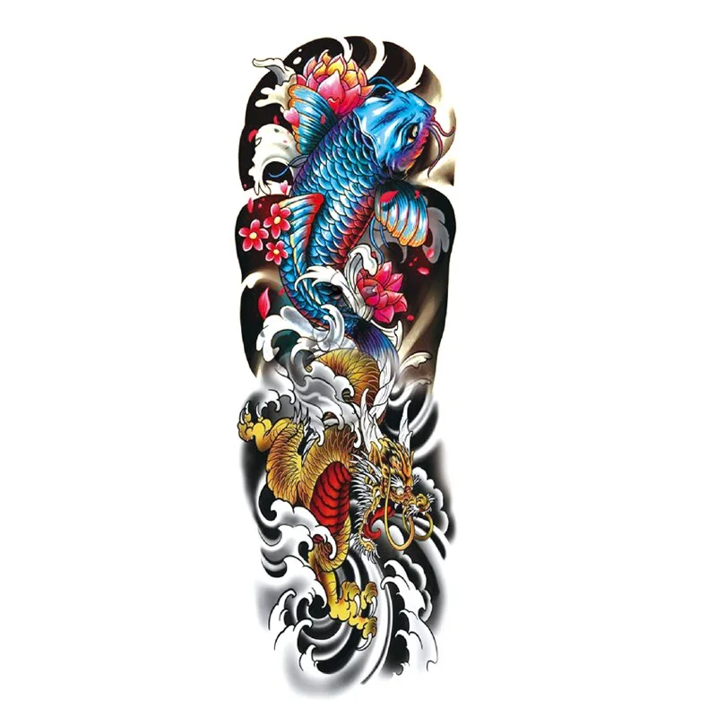 Waterproof Temporary Fake Tattoos Sticker Skull Totem Tiger Monster Body Art Full Arm Sleeve Fake Tattoo Snake for Men Women