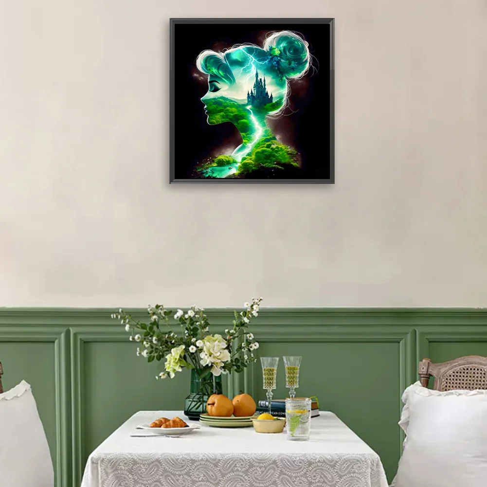 Diamond Painting - Full Square Drill - Princess Forest Silhouette(Canvas|35*35cm)