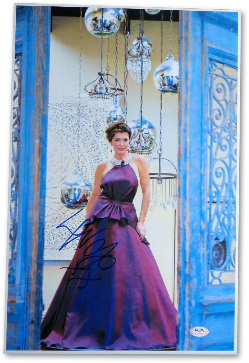 Lisa Vanderpump Signed Autographed 12X18 Photo Poster painting Rules Purple Dress PSA AJ57670