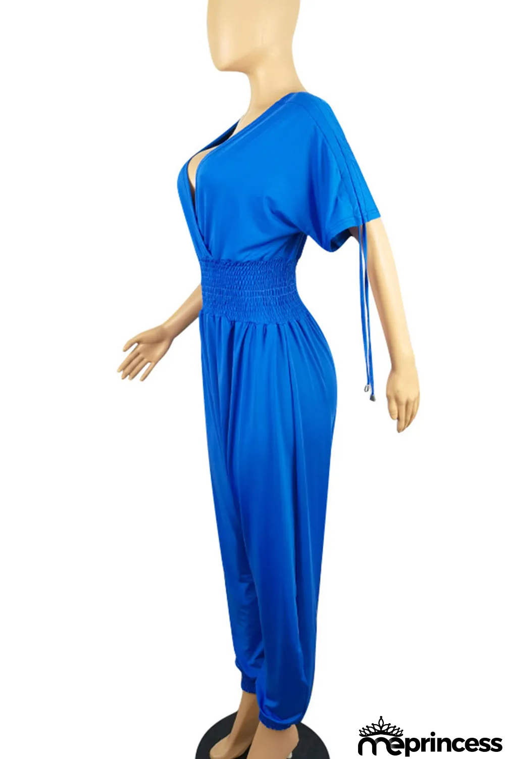 Tangerine Casual Solid Split Joint Frenulum V Neck Loose Jumpsuits