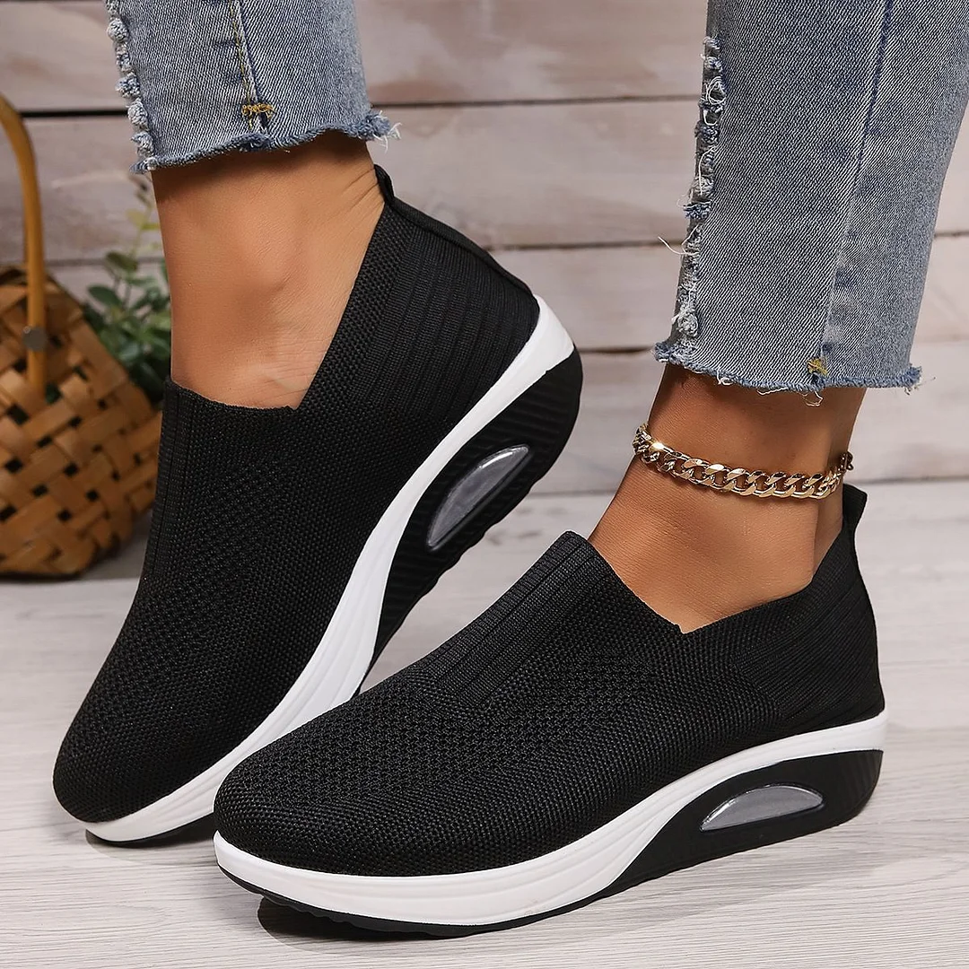 Yyvonne Rocking New Women's Shoes Thick-Soled Air Cushion Lazy Casual Sports Comfortable Shoes Breathable Soft-Soled Women's Shoes