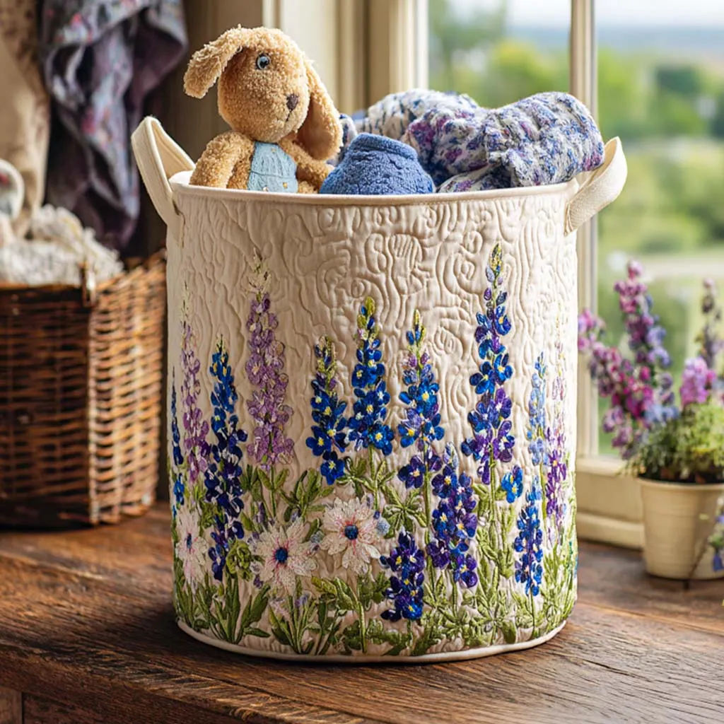 Bluebonnet Quilted Laundry Basket