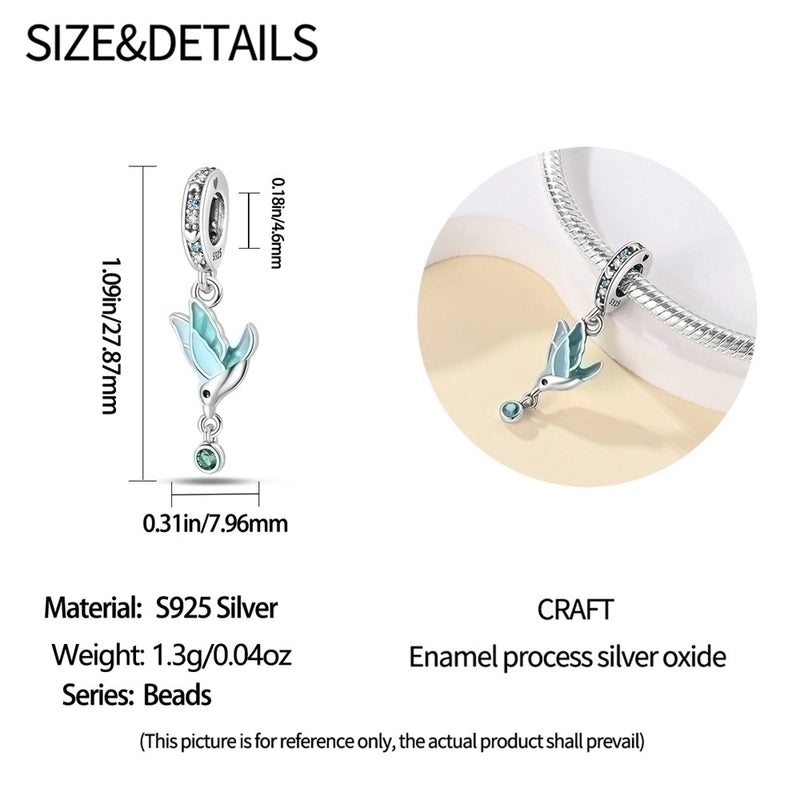 1 Piece Hole 4~4.9mm 925 Sterling Silver Zircon Insect Leaves Dragonfly Polished Pendant Jewelry Accessories