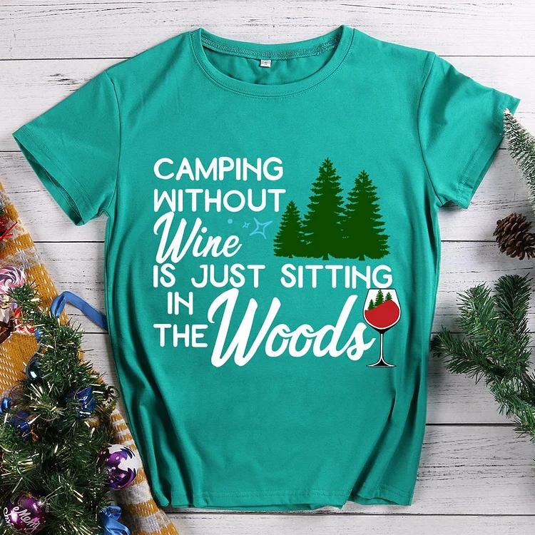 Camping without wine Christmas T-Shirt Tee -08586-Annaletters