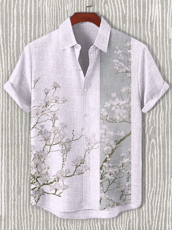 Men's Magnolia Flower Japanese Art Print Shirt