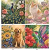 4Pcs Animals and Flowers Special Shaped DIY Partial Drill Diamond Painting Kit for Adults Beginners Home Decor Diamonds Paintings Gem Art 30x30cm