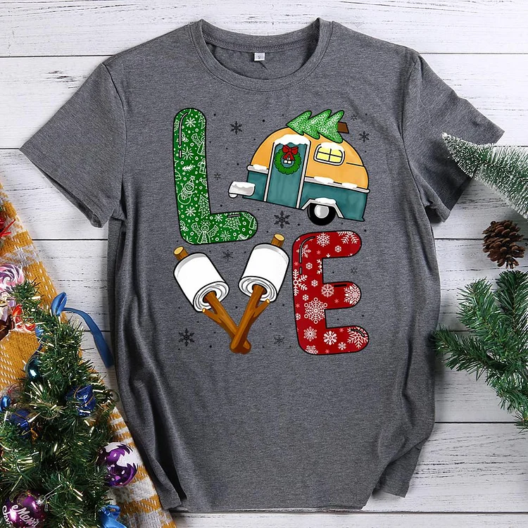 Love Camping Merry Christmas Tree Camper T-Shirt-605788-Annaletters