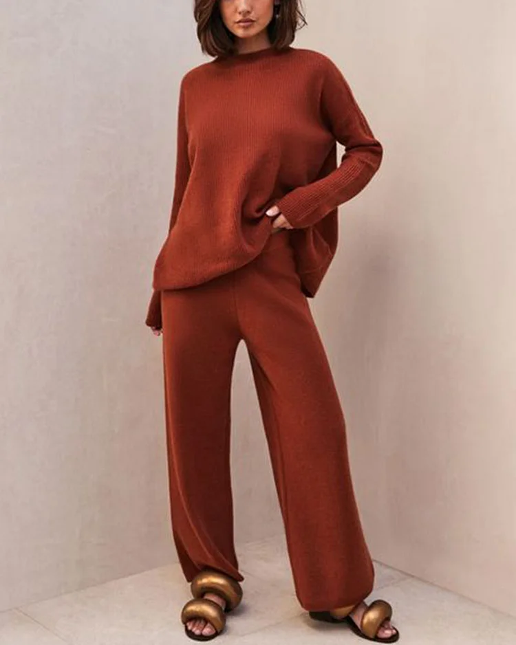 Orange red loose casual two-piece sets