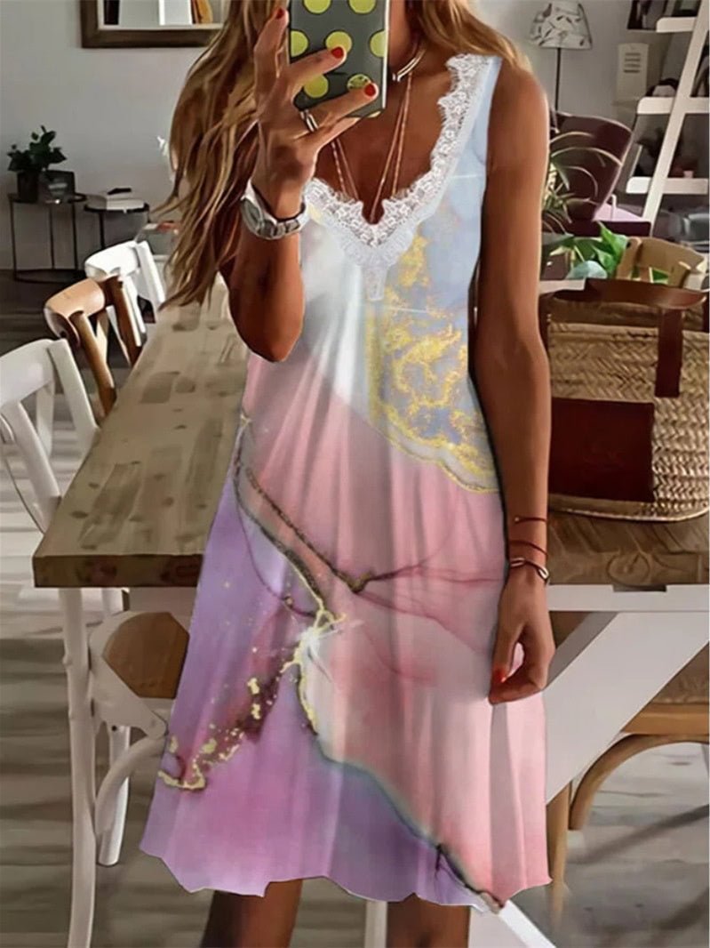 V-neck Fashion Print Loose Women's Dress