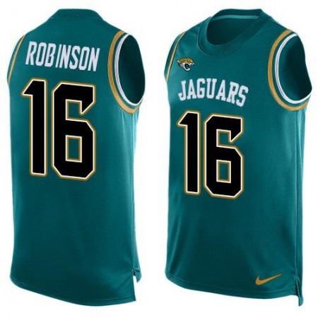 Jaguars #16 Denard Robinson Teal Green Team Color Men's Stitched NFL Limited Tank Top Jersey