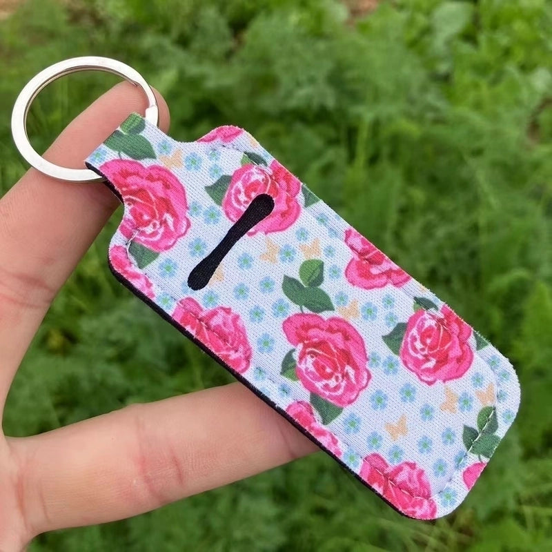 5 Pieces Pastoral Sunflower Lips Leopard Polyester Keychain