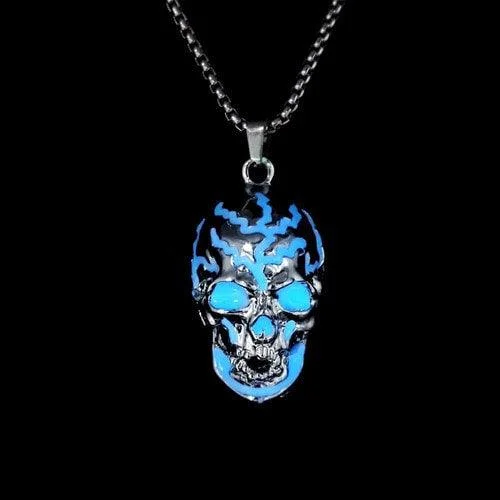 Glowing  Evil Skull Mask Pendant Necklace