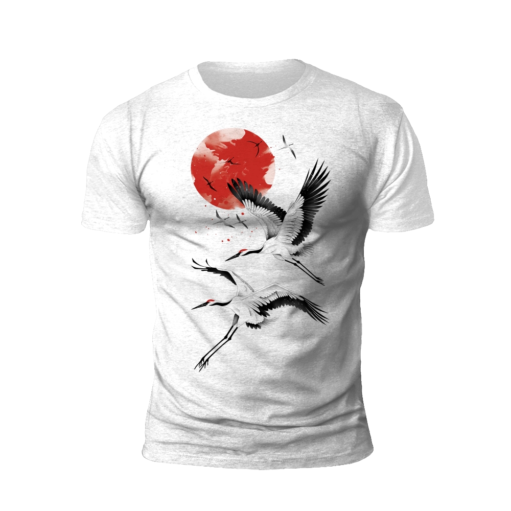 Cranes and Sun T-Shirt: A Moment of Serenity