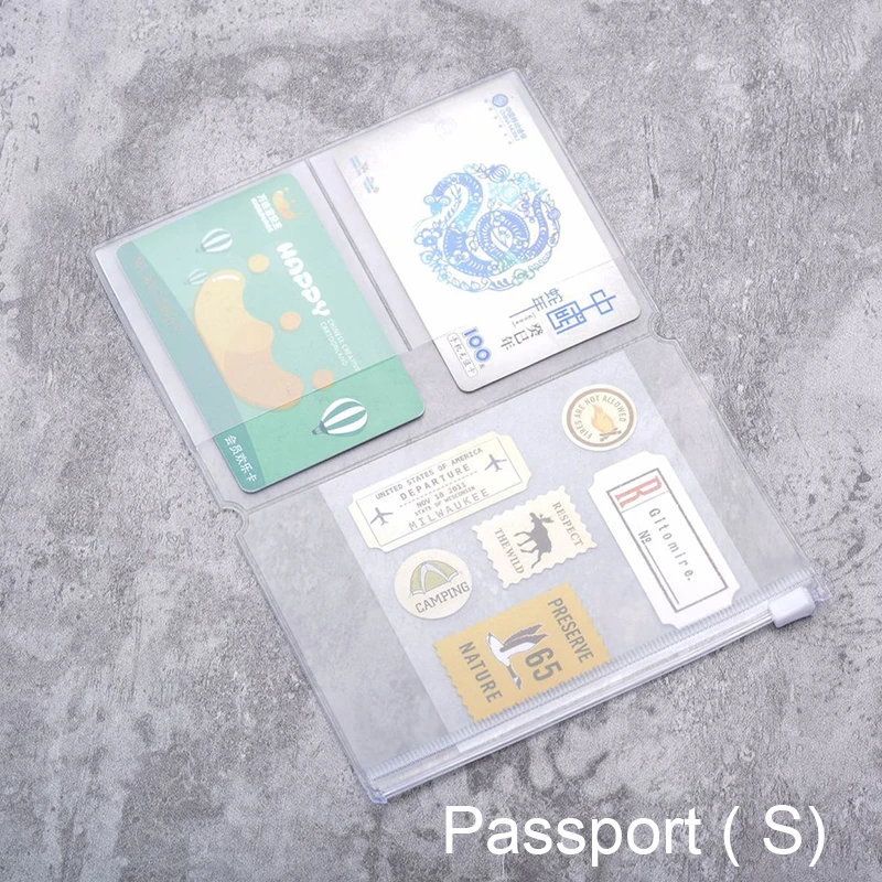 Fromthenon PVC Travelers Notebook Zipper Bag Storage Bag Card Holder Journal Supplies Planner Accessories Cute Stationery