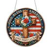 Diamond Painting Single-Sided Acrylic God Bless America - Cross Hanging Pendant Sun Catcher for Home Garden Wall Door