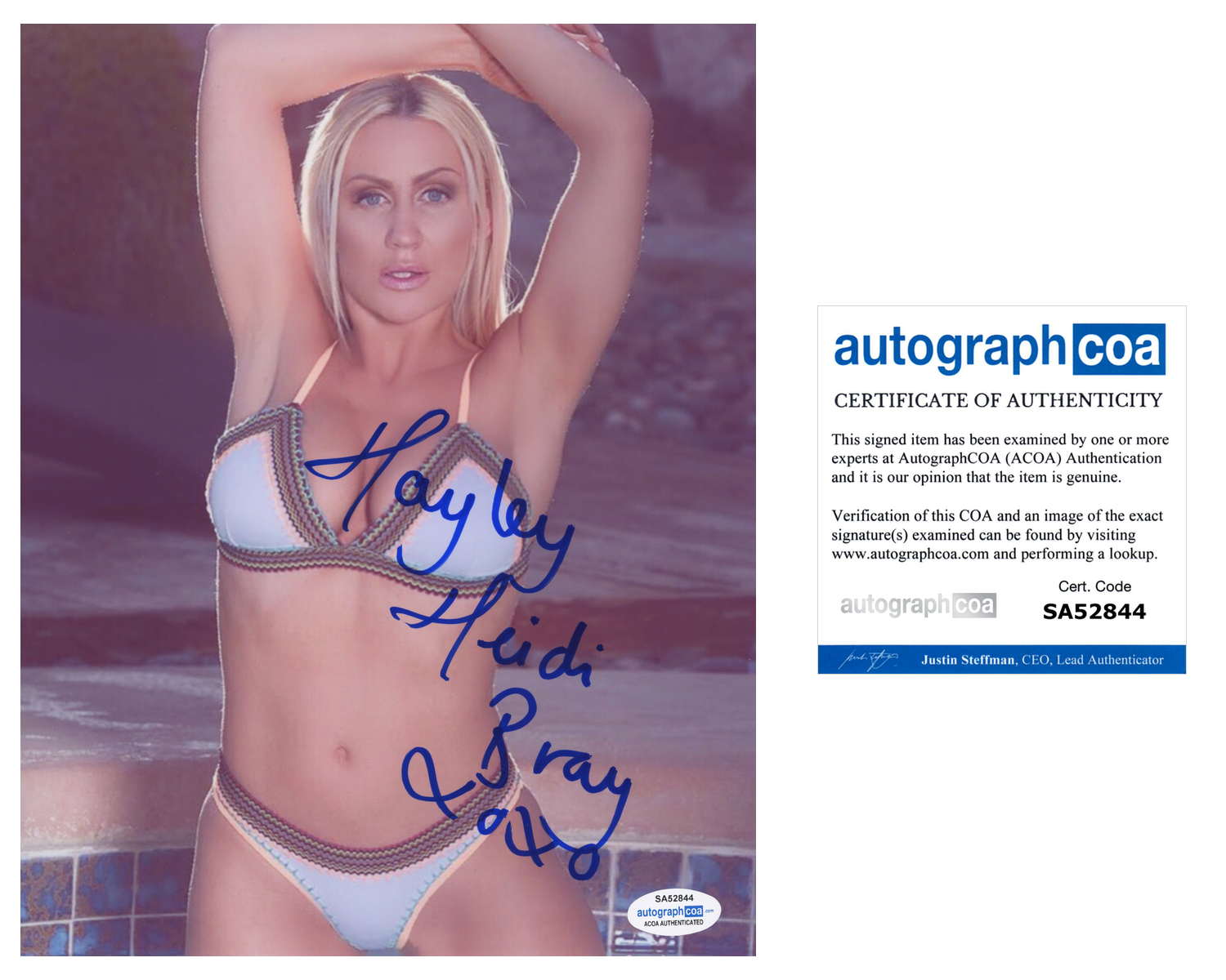 Hayley Heidi Bray Signed Autographed 8x10 Photo Poster painting Sexy Model ACOA COA