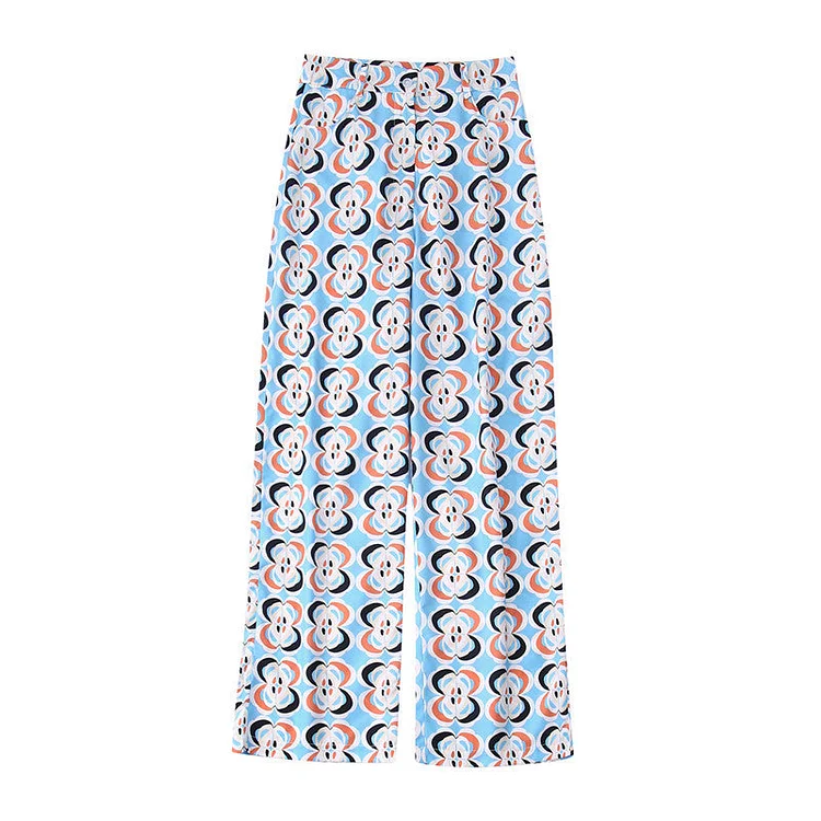 Casual Printed Two Piece Shirt and Pants Sets Flaxmaker