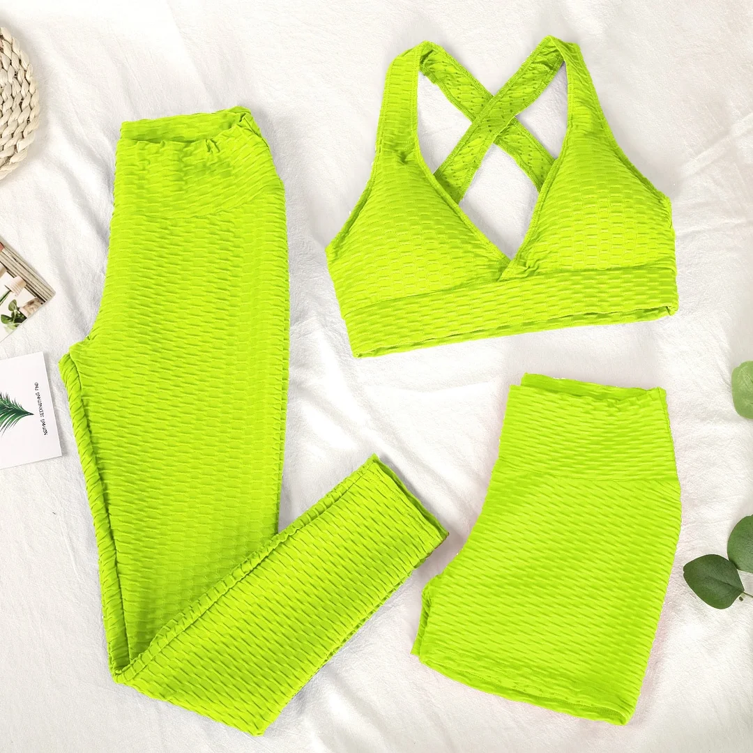 ATHVOTAR Two Piece Shorts Set Women Top and Pants Anti Cellulite Leggings High Waist 3 Piece Set Tracksuits Sweat Suits Women