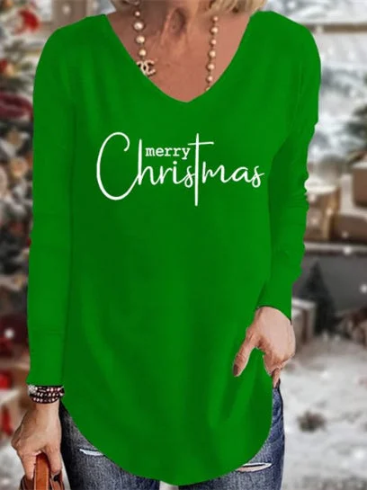 Women's Long Sleeve Scoop Neck Graphic Printed Tops