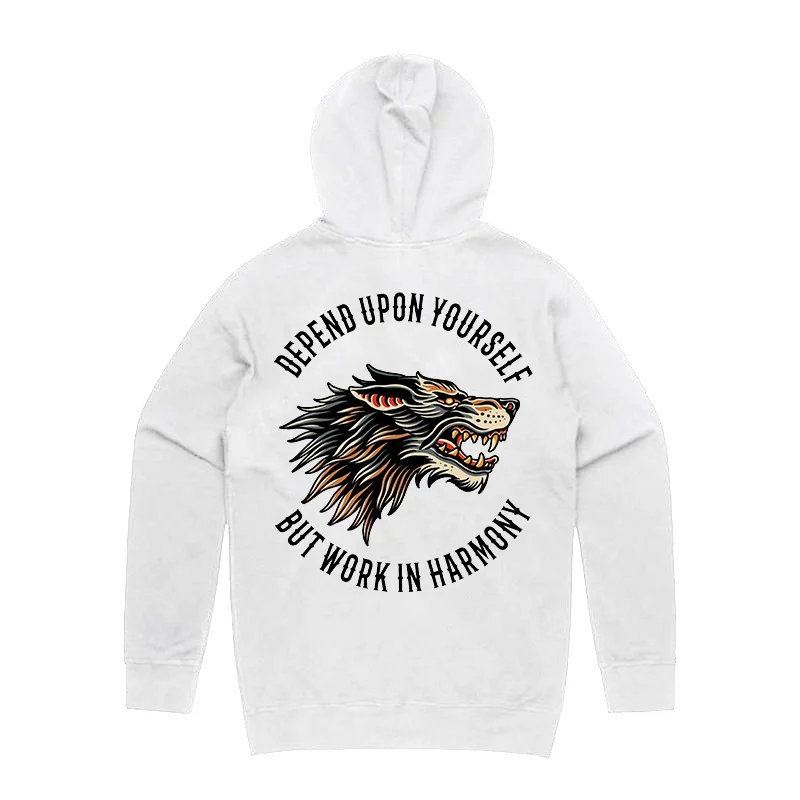 Depend Upon Yourself Printed Men's Casual Hoodie - Krazyskull