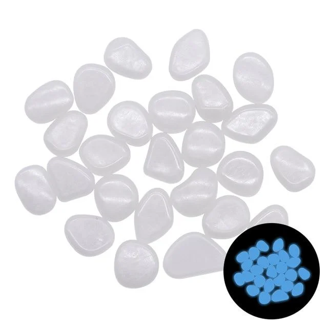 100pcs Glow in the Dark Pebbles Landscaping Glow Stones for Garden Pond Aquarium