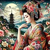 Tower Bloom Geisha Full Diamond Art Painting Kit 40 x 40CM for Adults