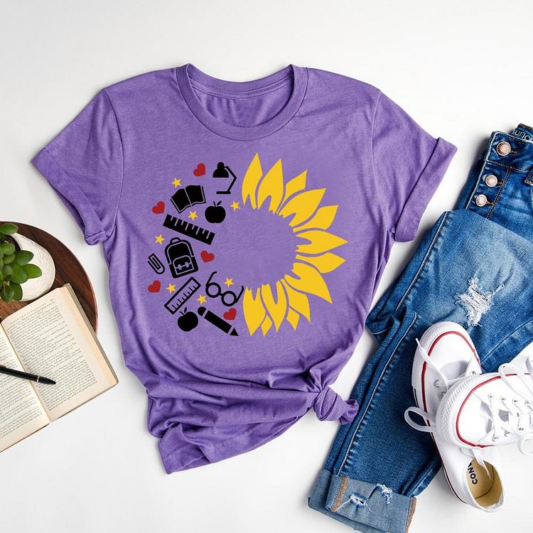 ANB - Teacher Sunflower Book Lovers Tee-06707