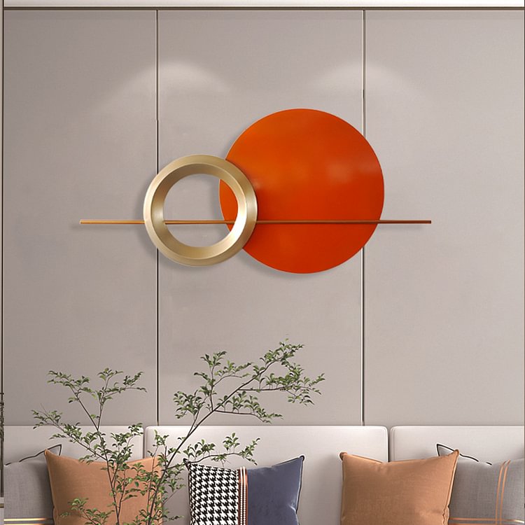 Homemys Modern Simple Metal Orange Round Wall Hanging Home Wall Decor Art