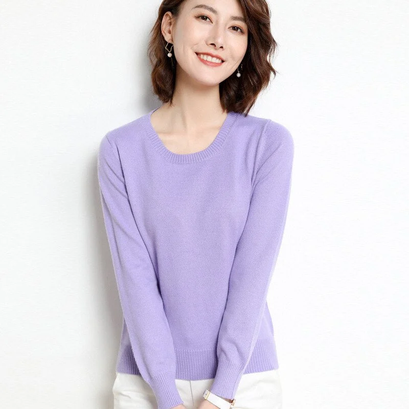 Women Sweater 2020 New O-neck Female Long-sleeved Knitted Pullover Jumper Pull Femme Clothes White Loose Thin Korean Plus Size