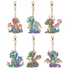 6Pcs DIY Diamond Painting Dragon Keychain