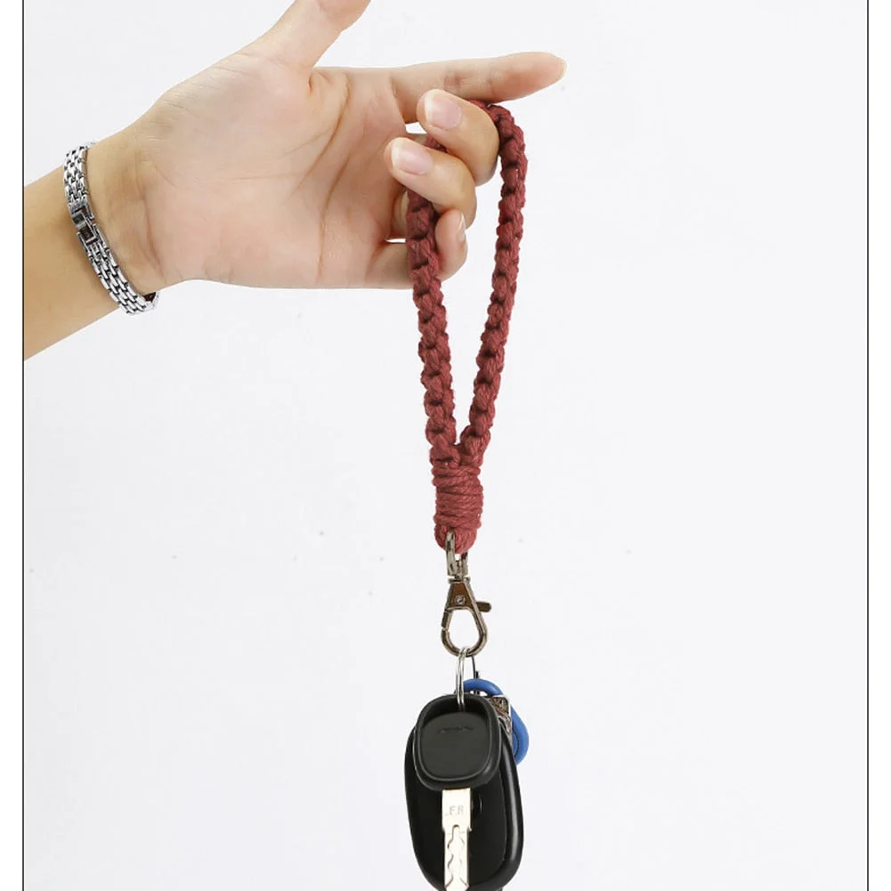 Dvacaman INS Macrame Twisted Keychain For Women Boho Handmade Key Holder Keyring Macrame Bag Charm Anti-lost Jewelry Accessories