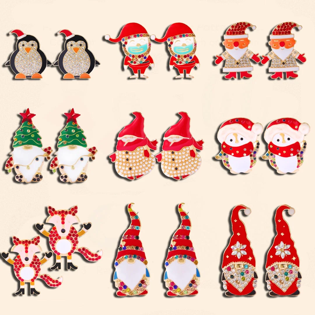 Dvacaman Sparkle Christmas Tree Candy Cane Gingerbread House Christmas Cactus Snowman Santa Drop Earrings For Women Cute Jewelry