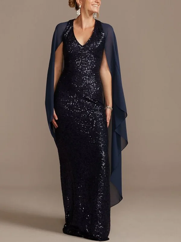 Spun Cape Sequined Gown