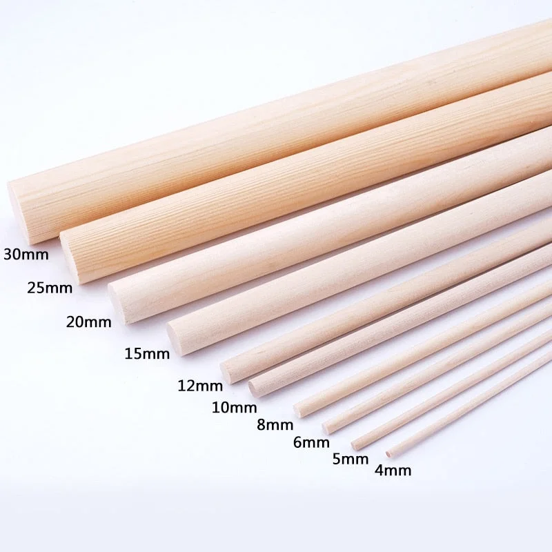 Multi-size Round Shaped Wood Sticks Strips DIY Polished Modeling Materials Supplies