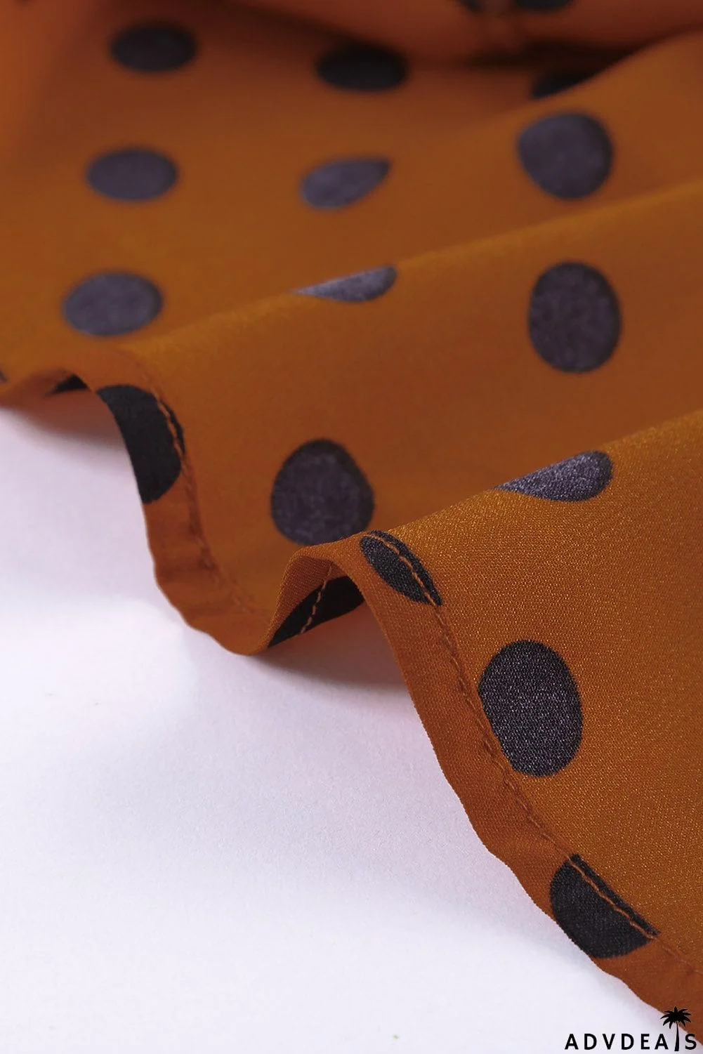 Dotted Print V Neck Drape Front Blouse