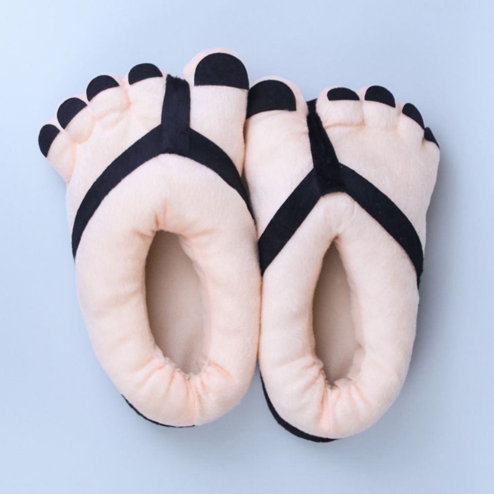 Winter Funny Slippers For Men Cute Home Shoes Big Foot Furry Slippers Unisex Indoor Shoes Boys Man Fuzzy Five Finger Slippers