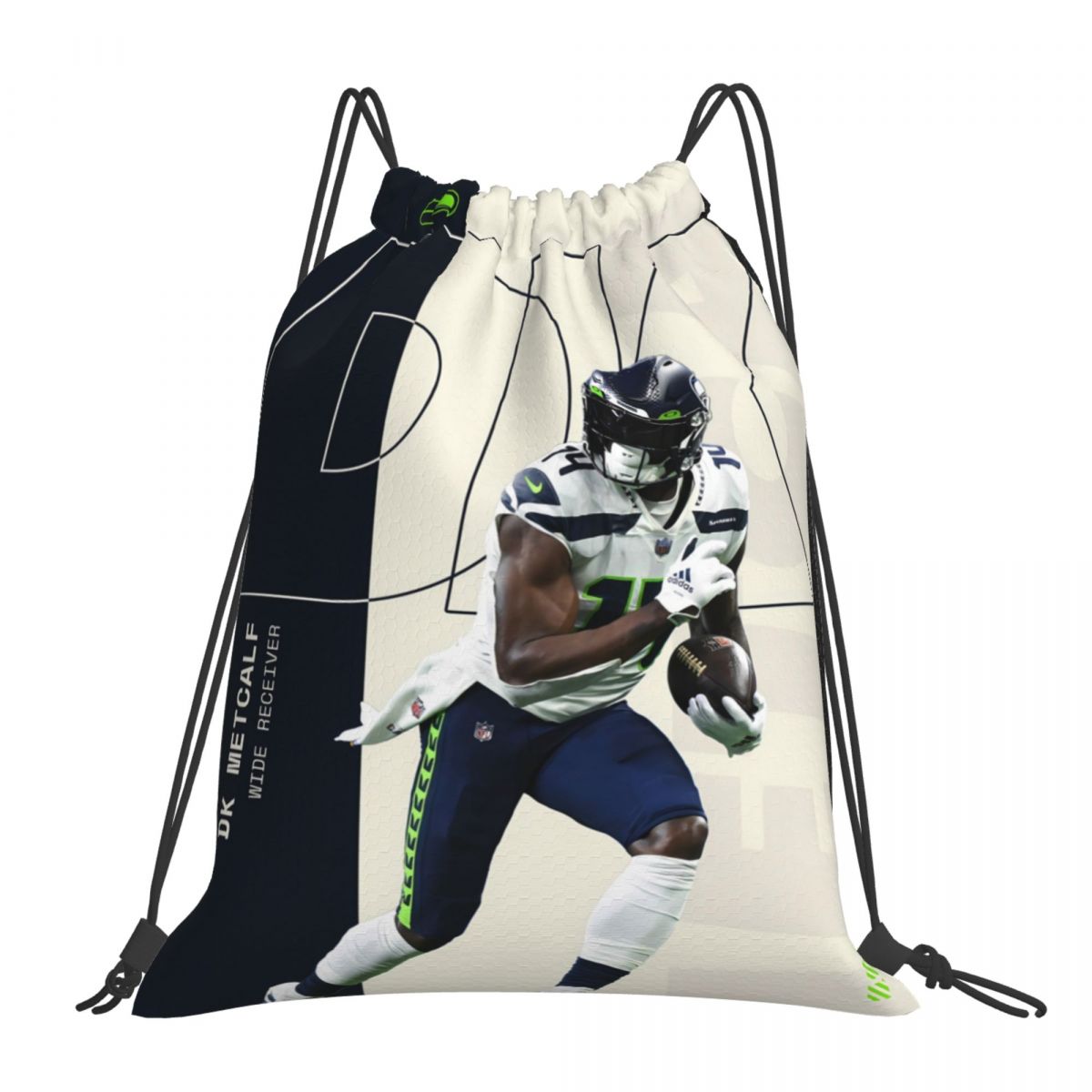 Seattle Seahawks DK Metcalf Waterproof Adjustable Lightweight Gym Drawstring Bag