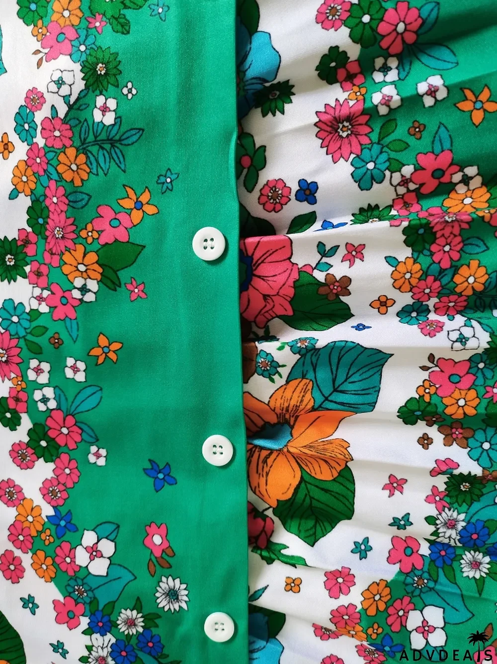 Autumn Print Retro Long Sleeve Blouse and Pleated Skirt Set