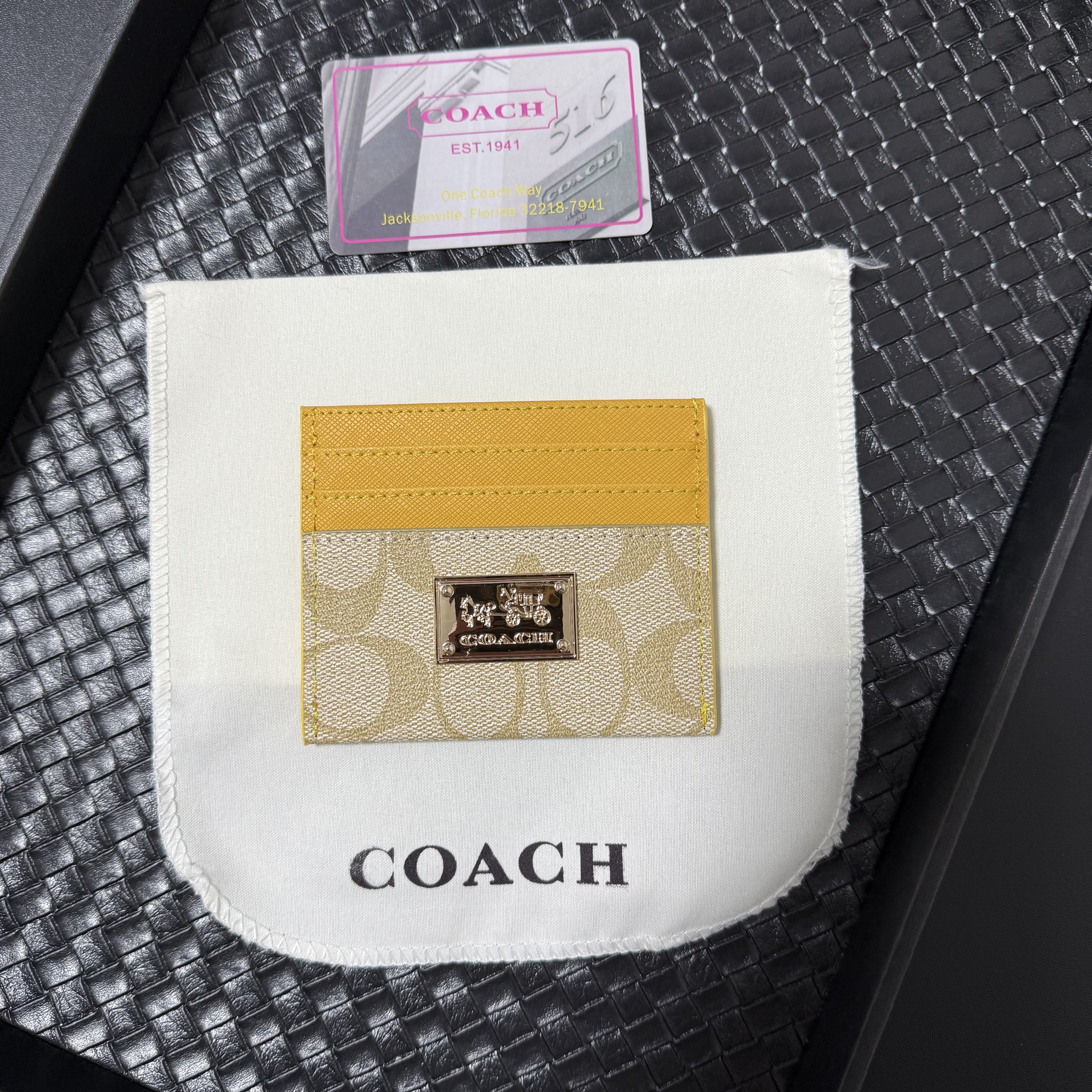 Quiet Luxury Coach Embossed Signature Leather Slim Cardholder